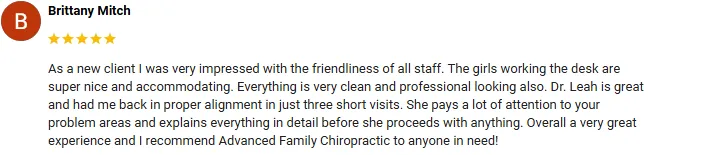 Chiropractic Mill Hall PA Brittany Mitch Screenshot Testimonial