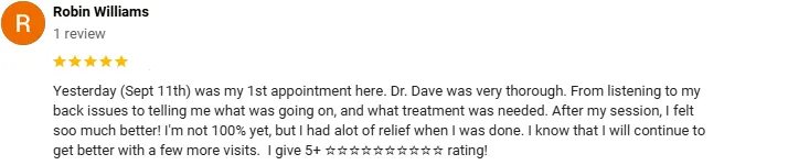 Chiropractic Mill Hall PA Robin Williams Screenshot Testimonial